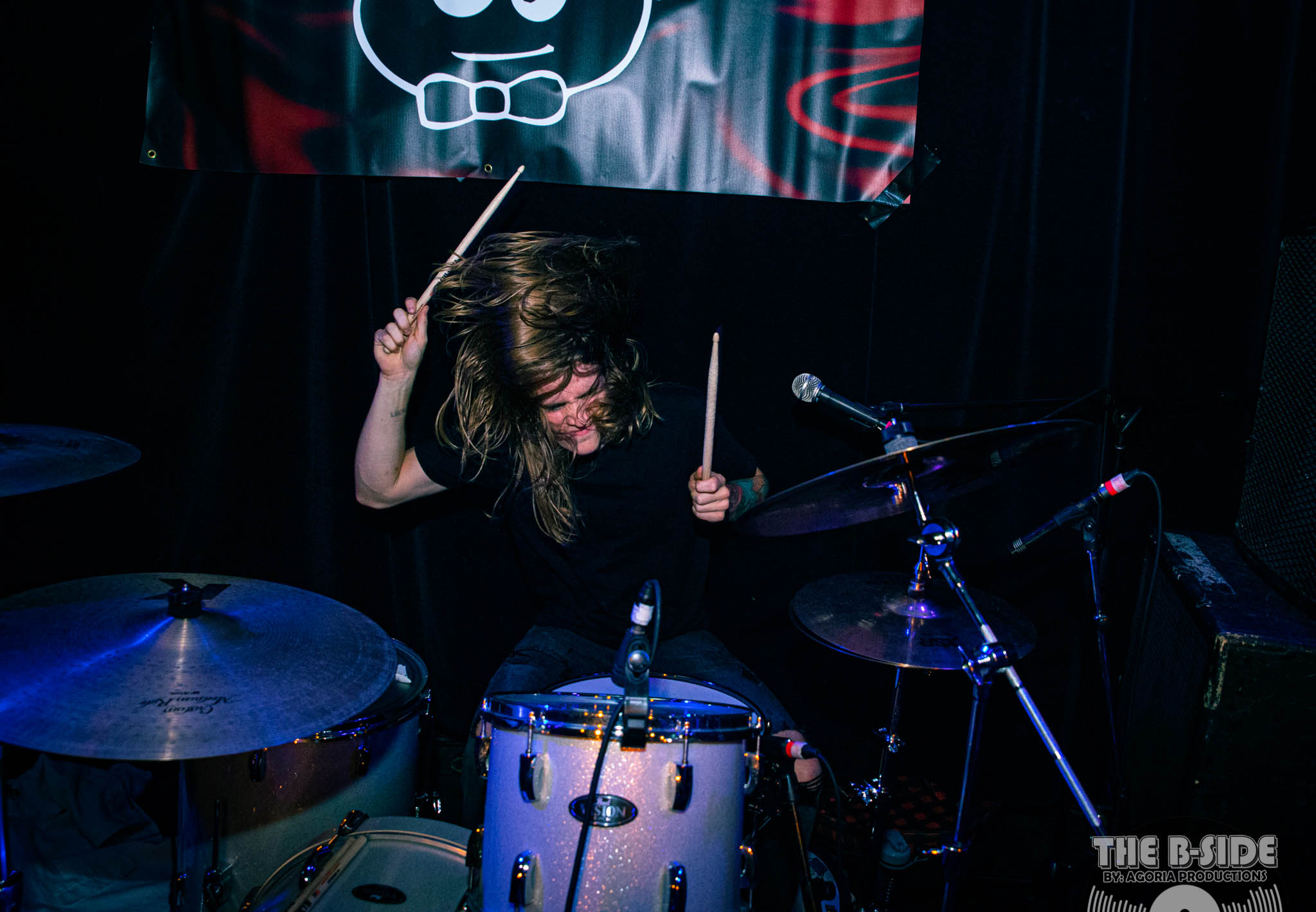 Wes Bertram playing drums live at Lee's Palace with Fluffio & The RPC in Toronto